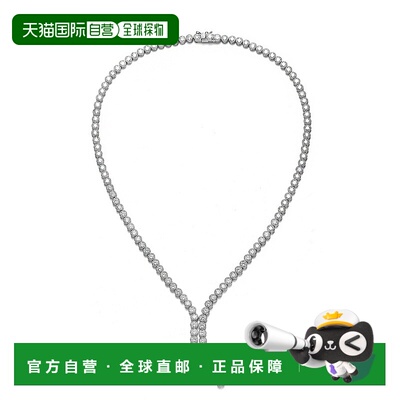 自营 GENEVIVE 纯银透明圆形立方氧化锆包边镶项链 - 银白色 美国