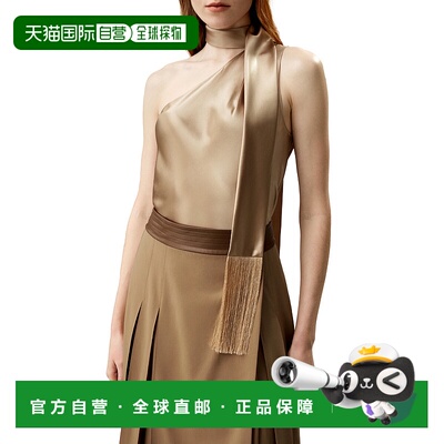 自营lilysilkOne-Shoulder Evening Watershine Silk Top - bronz
