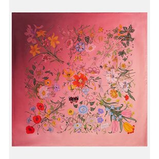 潮奢 Gucci 古驰 女士 花朵真丝斜纹围巾