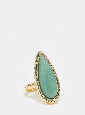 潮奢 ASOS 女士 14k 设计镀金半珍贵晶石镶嵌戒指(限量版)