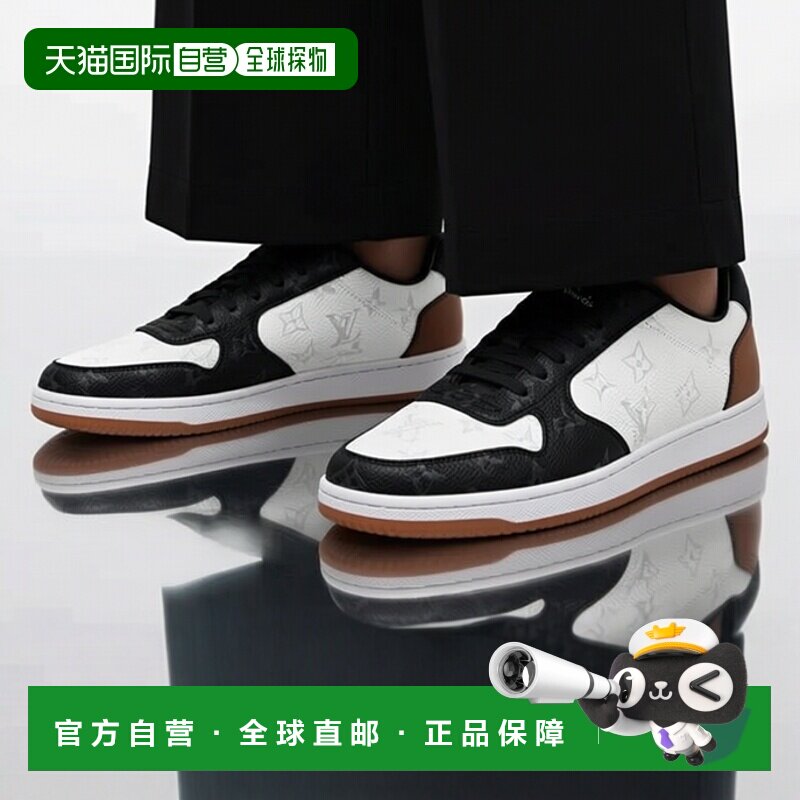 自营1h可退 欧洲直邮LV路易威登 男士白黑色牛皮徽标印花细节运动