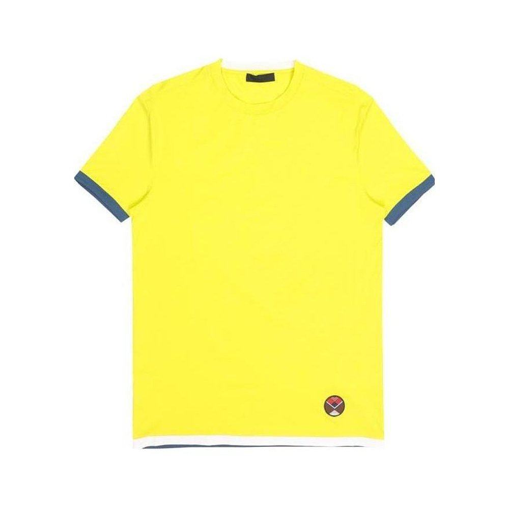 PRADA 男士T恤 SJN2001PZ2CODIA AW2021 黄色 徽标圆领T恤