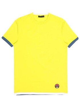 PRADA 男士T恤 SJN2001PZ2CODIA AW2021 黄色 徽标圆领T恤