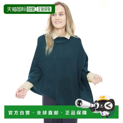 自营in2Cashmere Poncho with Textured Border - topaz 美国奥莱