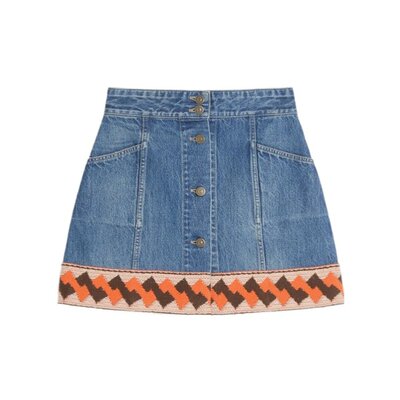 Valentino 提花饰边牛仔羊毛短裙 BDD19Z94U