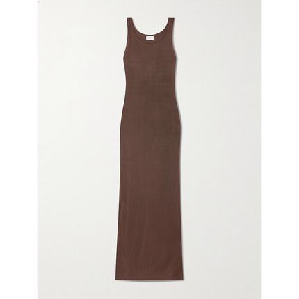 Saint Laurent 圣罗兰 女士 罗纹针织中长连衣裙 842028Y77EE