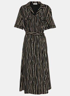 潮奢 Chloe 蔻依 女士 sablé 印花真丝衬衫式连衣裙 000767