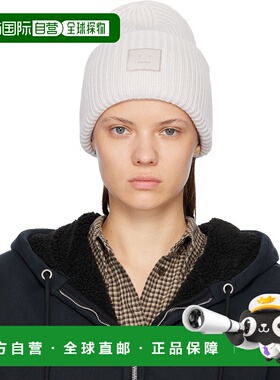 香港直邮Acne Studios 艾克妮 女士 灰色 Large Face Logo 毛线帽
