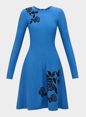 美国直邮Lela Rose 玫瑰提花长袖连衣裙 女装时尚优雅A线剪影