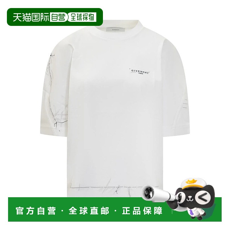 1h可退 香港直邮GIVENCHY 女士T恤 BW70FGP75M100 AW2025 白色 Gi