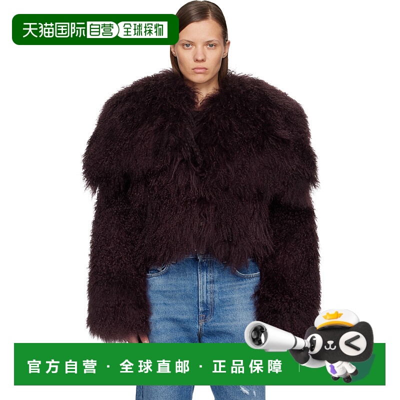 香港直邮The Attico 女士 酒红色毛皮飞行员夹克 260WCB00081LBT1