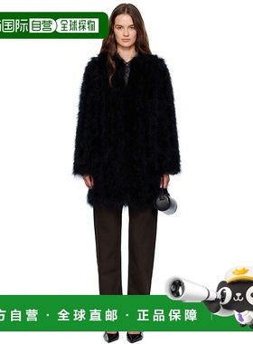 1h可退 香港直邮潮奢 YVES SALOMON 女士 黑色 Long Feather 大衣