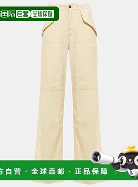 1h可退 香港直邮Etro 艾特罗 女士 毛边羊毛混纺长裤 beige米色