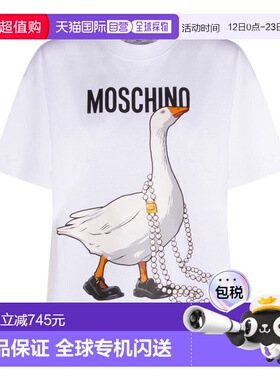 1h可退 香港直邮Moschino 莫斯奇诺 女士 白色棉质T恤 261E070305