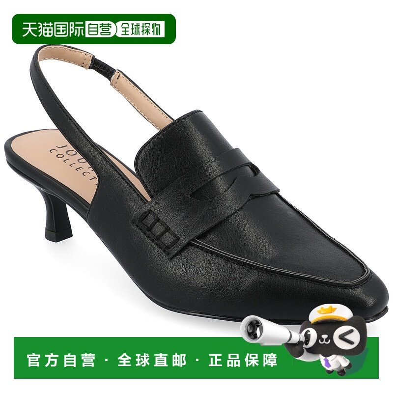 自营 journee collectionJournee女式中宽Amory高跟鞋-黑色 美国