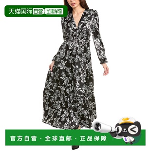 自营Gracia Satin Tiered Maxi Dress - black 【美国奥莱】直发