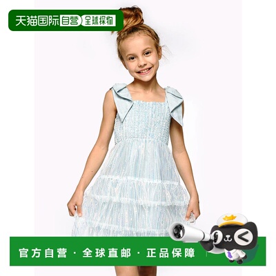 自营 hannah banana大女孩Tween分层亮片娃娃派对连衣裙-蓝色 美