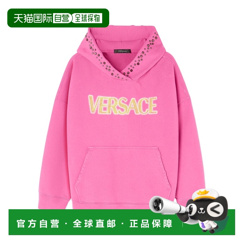 香港直邮VERSACE 23SS 铆钉仿旧徽标连帽衫 Women范思哲长袖