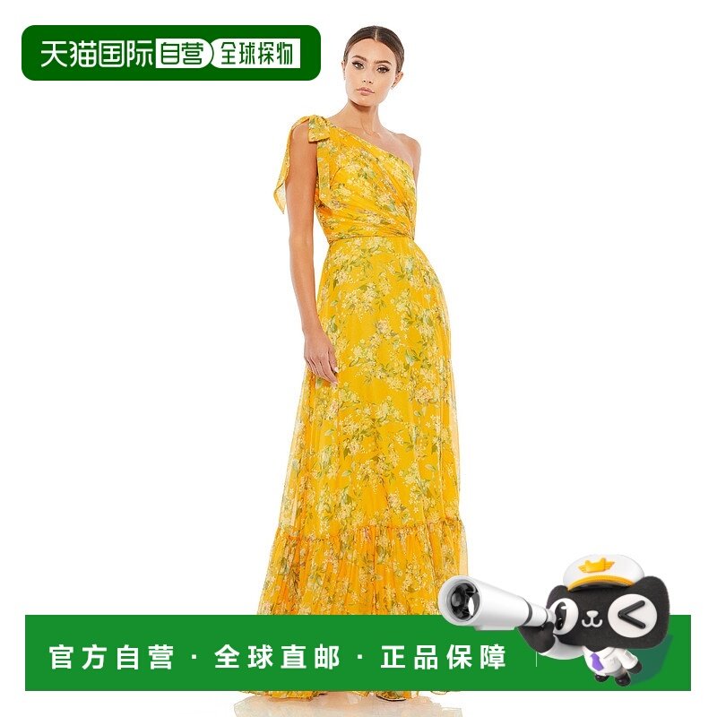 自营 mac duggal花卉单肩蝴蝶结长裙 - 黄色 美国奥莱直发连衣裙,女装/女士精品,连衣裙,淘宝优惠券,粉丝福利购,淘宝优惠卷