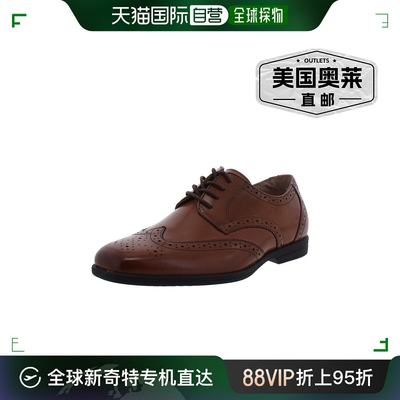 florsheimReveal Wingtip Jr 男童皮革布洛克德比鞋 - 干邑色皮革