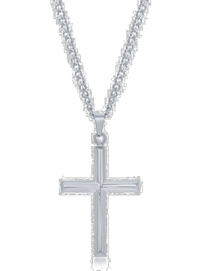 自营blackjack不锈钢抛光3D十字项链 - 银白色 美国奥莱直发
