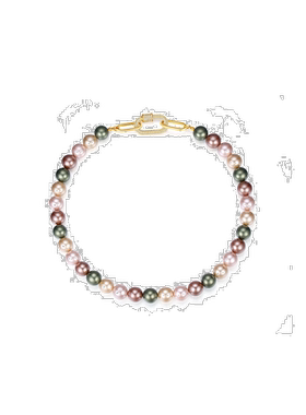 自营classicharms金贝壳珍珠项链配镶嵌宝石登山扣锁 - 金色 美国