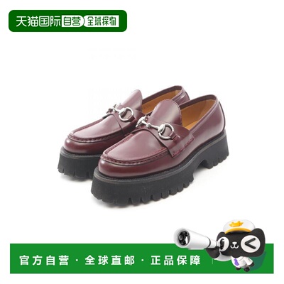 日本直邮中古Gucci古驰女A级95新红色牛皮鞋乐福鞋女鞋LOAFERS