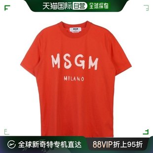 香港直邮Msgm女士T恤橘红色logo舒适休闲3241MDM510 227298
