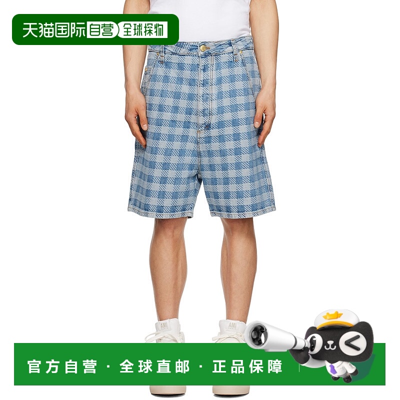 1h可退 香港直邮潮奢 Ami Paris 男士 蓝色 Alex 牛仔短裤 HSO600