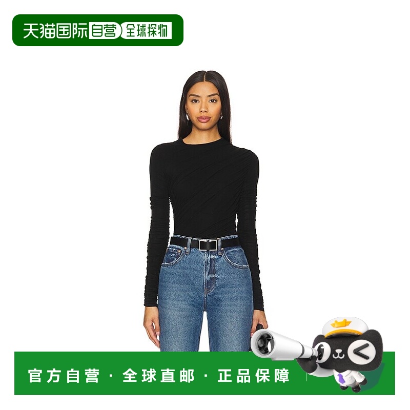 1h可退 香港直邮AGOLDE 女士 Tania 扭纹T恤 A73171618 black黑色