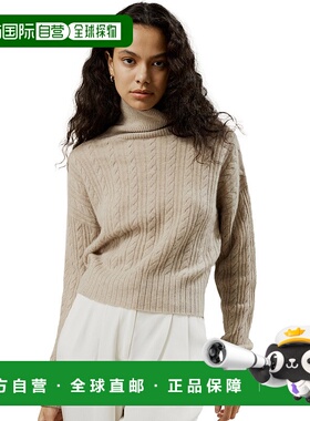 自营lilysilkWomen's Classic Cable Knit Turtleneck Sweater -