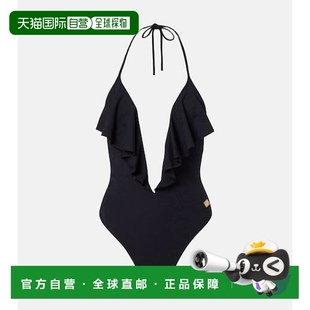 香港直邮潮奢 绉边领泳衣 Balmain 女士 black黑色 巴尔曼 1h可退