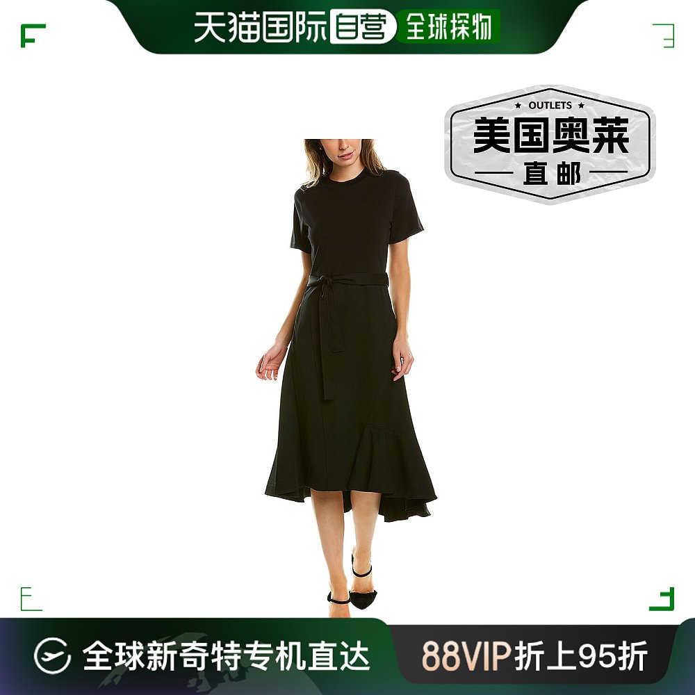 3.1 Phillip Lim 系带羊毛中长连衣裙 - 黑色 【美国奥莱】直发 女装/女士精品 连衣裙 原图主图