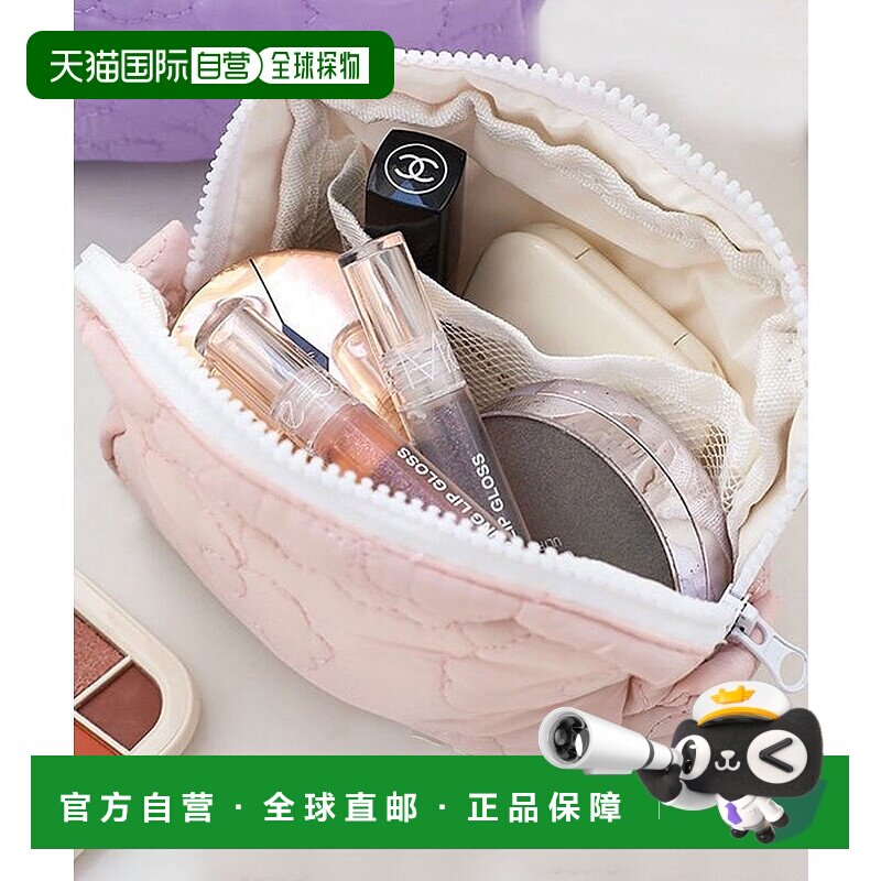 日本直邮florge 花卉绗缝方形化妆包/旅行包 FL8218DW08092 化妆