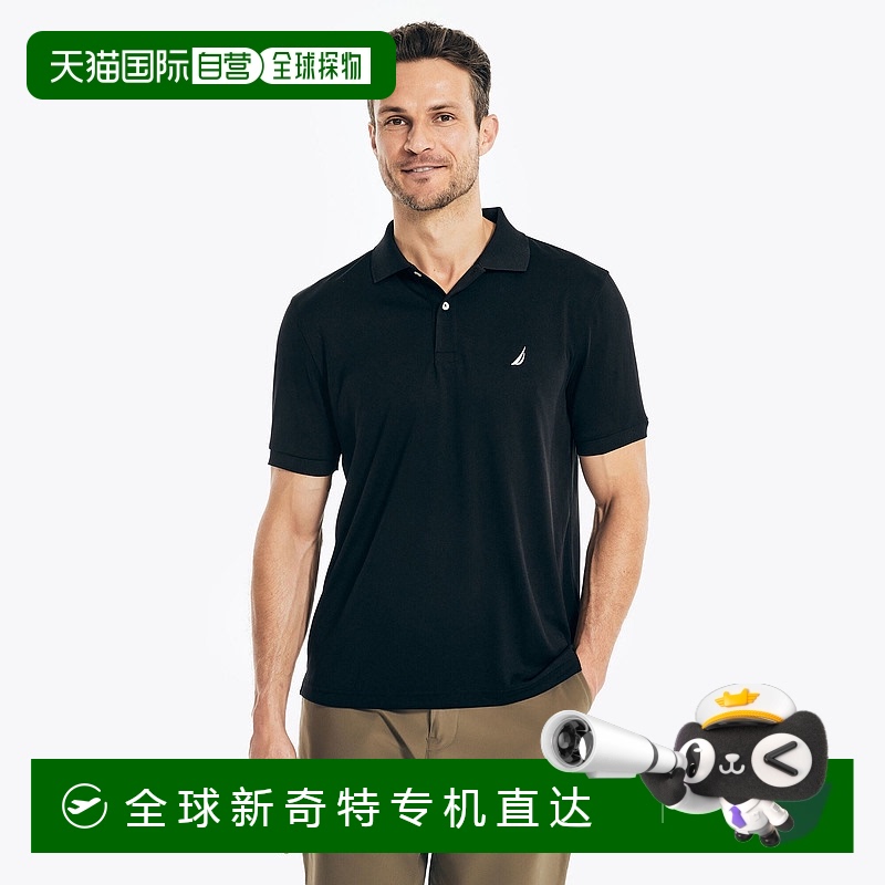 自营Nautica 男式 Navtech 经典版型性能 Polo 衫 - 真黑 【美国