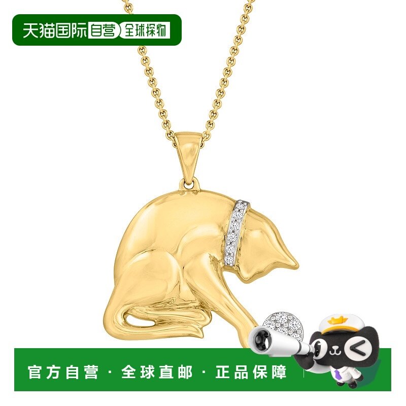 自营 Ross-Simons 钻石玩猫吊坠项链 18 克拉黄金 18 英镑 20 英