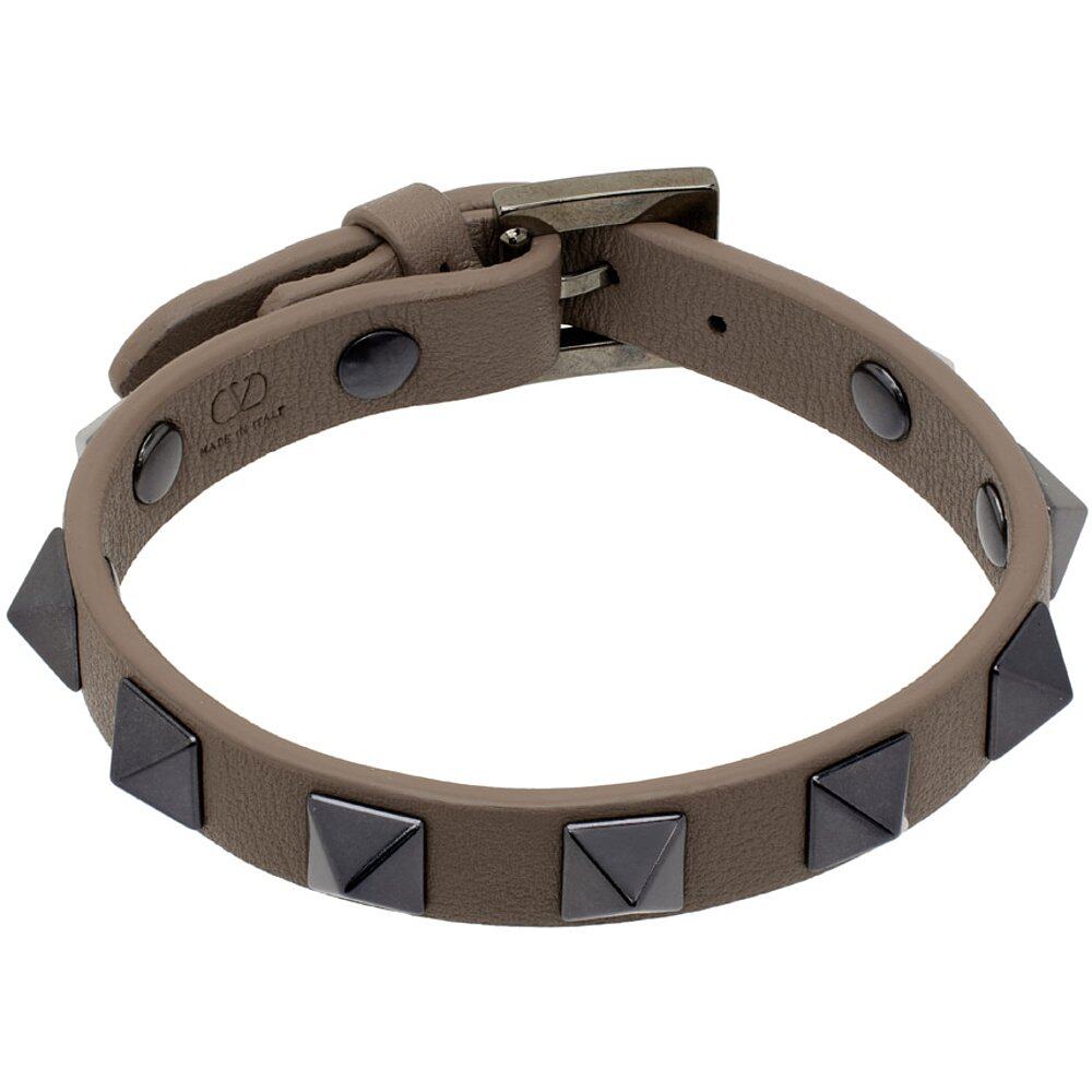 潮奢 valentino 男士灰褐色 rockstud 手环