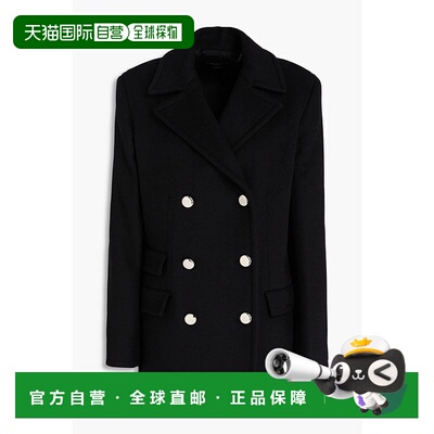 香港直邮THEORY 希尔瑞 女士 双排扣羊毛混纺毛毡大衣 O0901404BL