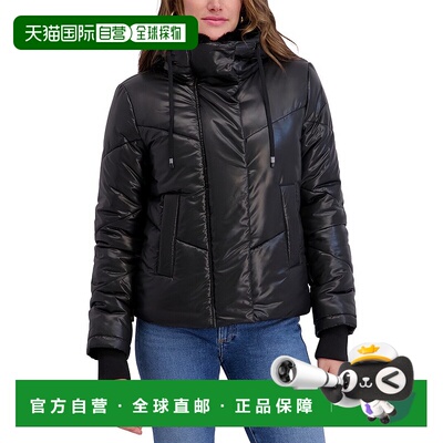 自营Kensie Cire Hooded Puffer Jacket - black 美国奥莱直发