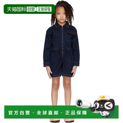 1h可退 香港直邮Marni 玛尼 女童 海军蓝 Embroidered-Logo Denim