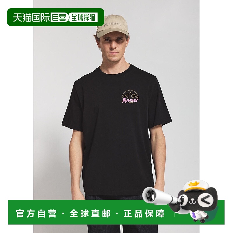 自营欧洲直邮Pyrenex Hill男女通用黑色有机棉T恤