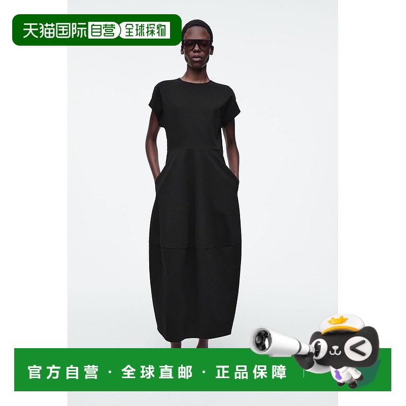自营欧洲直邮COS 女士黑色棉质连衣裙新款