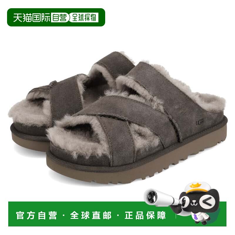 日本直邮AGG UGG 拖鞋 厚底交叉带 深烟灰凉拖凉鞋 1178470图片