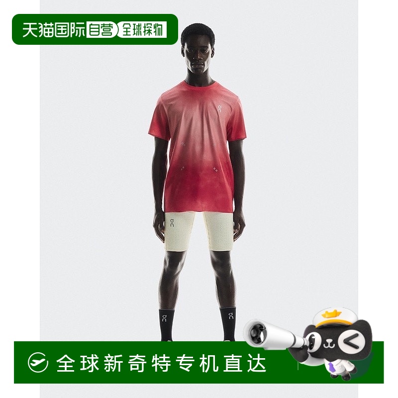 欧洲直邮On昂跑 Pace系列男士红色聚酯纤维反光标识T恤
