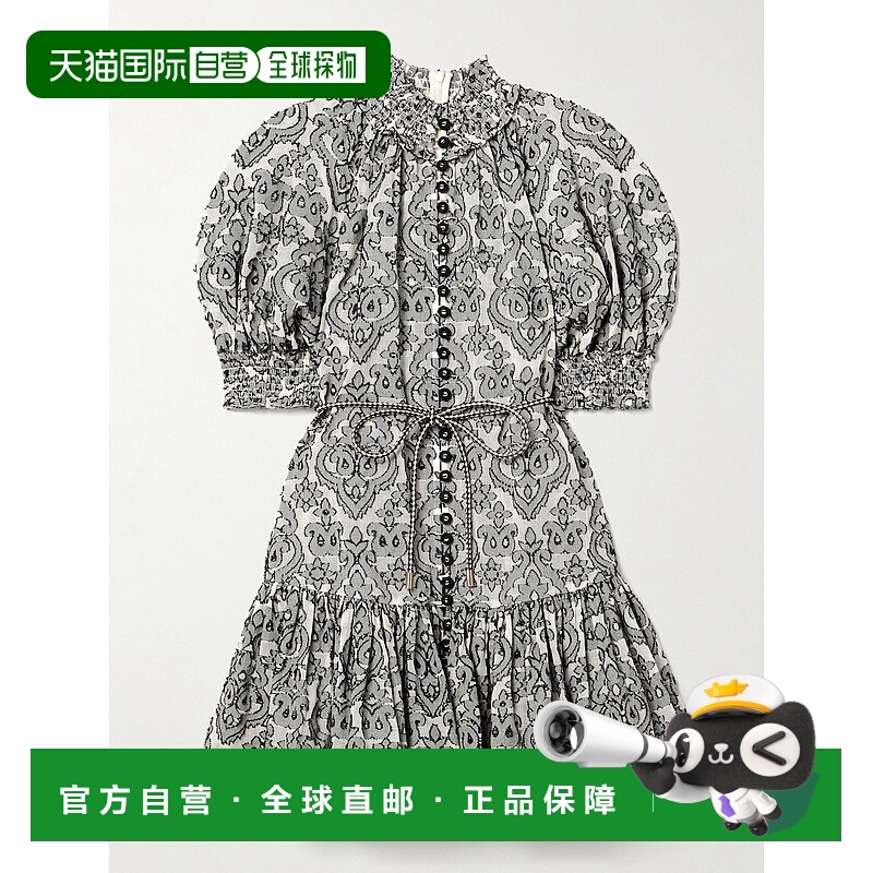 1h可退 香港直邮ZIMMERMANN 女士 Wylie 灯笼迷你连衣裙 1752DRS2
