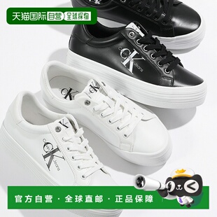 日本直邮Calvin Klein 女士皮革厚底低帮鞋VULC FLATFORM LACEUP