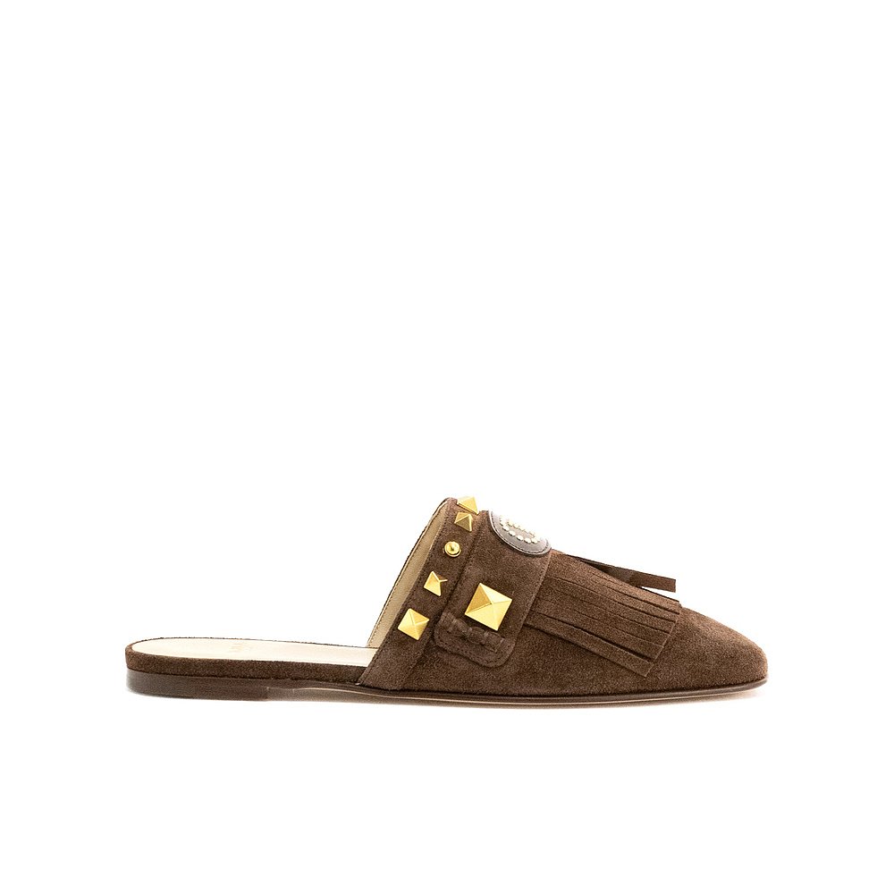 VALENTINO 女士凉鞋 WS0LP4ZFWKG8 SS2025 棕色 铆钉拖鞋