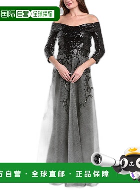 自营 Rene Ruiz 亮片礼服 - 黑色白色 美国奥莱直发连衣裙长裙