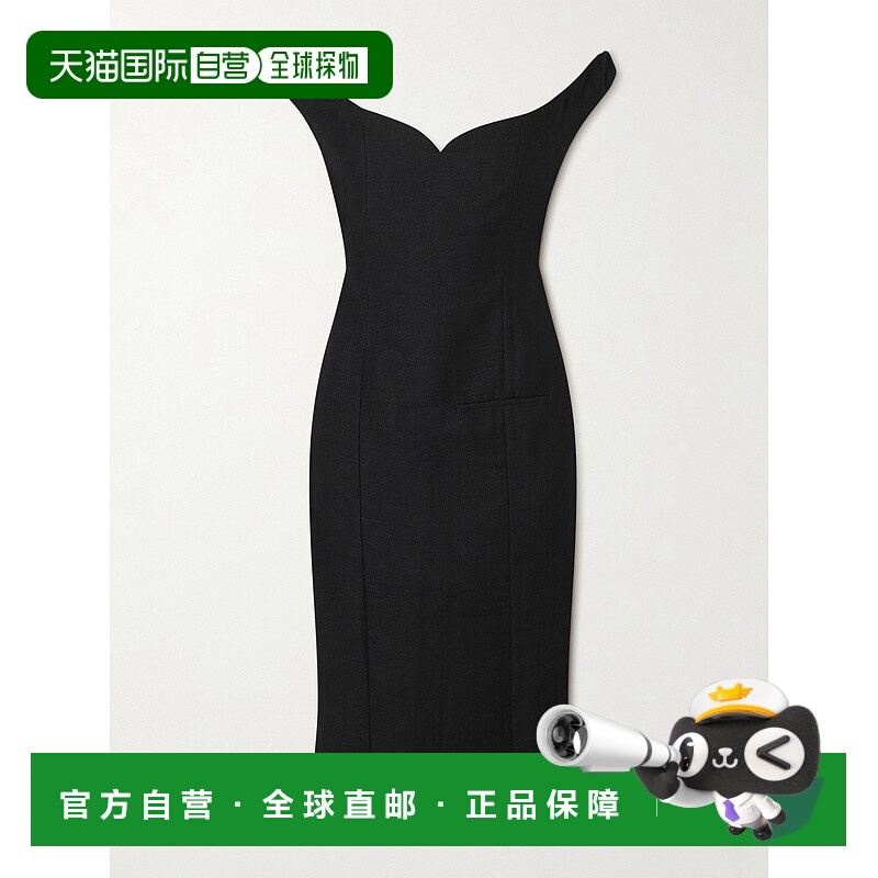 1h可退 香港直邮潮奢 calvin klein 女士 Anita 露肩羊毛混纺连衣