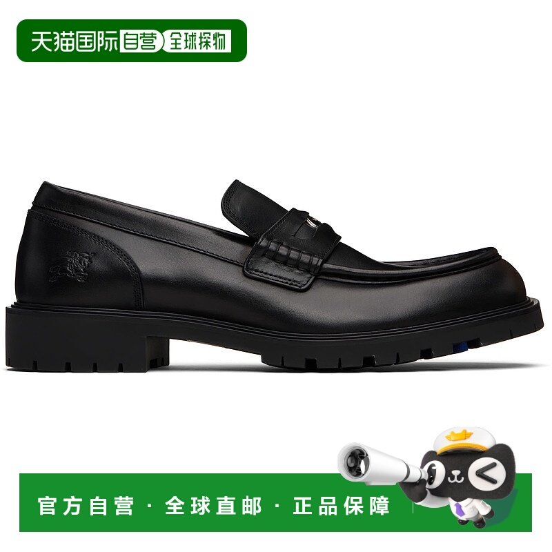 香港直邮潮奢 Burberry 巴宝莉 男士 黑色 Leather Rogue 乐福鞋